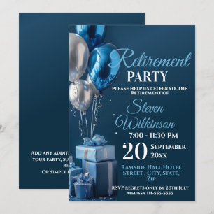 Blaue Rente-Party-Ballon-Geschenke Einladung