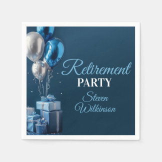 Blaue Renteneintrittsfeier-Ballon-Geschenke Serviette