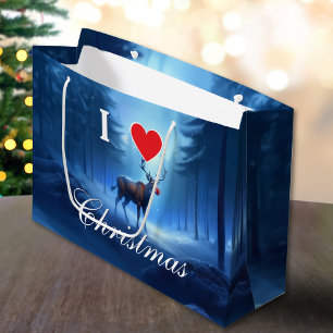 Blaue Rentiere - Individuelle Weihnachtsdekoration Große Geschenktüte