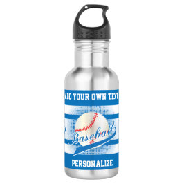 Blaue Retro Baseball-Art Edelstahlflasche