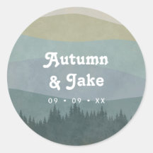 Blaue Retro-Berge und Wald-Hochzeitsgeschenk