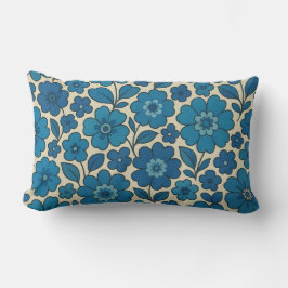 Blaue Retro-Blumen-Würfelkissen Lendenkissen
