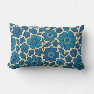 Blaue Retro-Blumen-Würfelkissen Lendenkissen