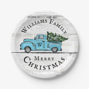 Blaue Retro-LKW-Papierplatte Pappteller