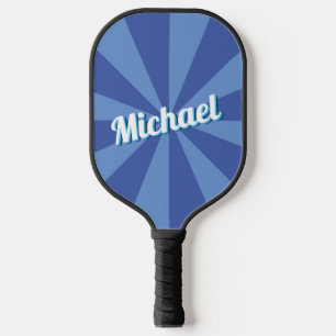 Blaue Retro-Schriften Benutzerdefinierter Name Tex Pickleball Schläger