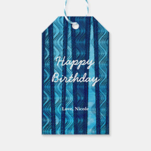 Blaue Retro-Strandwellen Vintage-Abstract Geschenk Geschenkanhänger