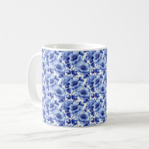 Blaue Retro Süße Vintage Elegante Schicke Blume Kaffeetasse