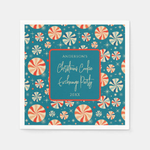 Blaue Retro-Vintage-Süßigkeiten-Weihnachtsplätzche Serviette