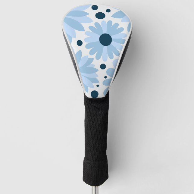 Blaue Retrofarben und dunkelblaue Punkte Golf Headcover (Vorderseite)