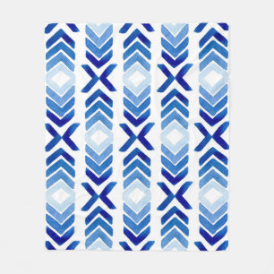 Blaue Rhombus-Pfeile Wasserfarbmuster Fleecedecke