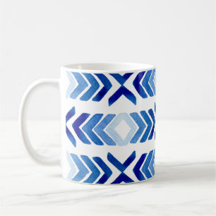 Blaue Rhombus-Pfeile Wasserfarbmuster Kaffeetasse