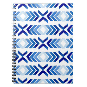 Blaue Rhombus-Pfeile Wasserfarbmuster Notizblock