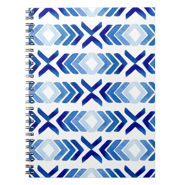 Blaue Rhombus-Pfeile Wasserfarbmuster Notizblock (Vorderseite)