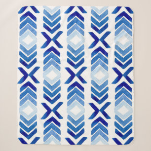 Blaue Rhombus-Pfeile Wasserfarbmuster Sherpadecke