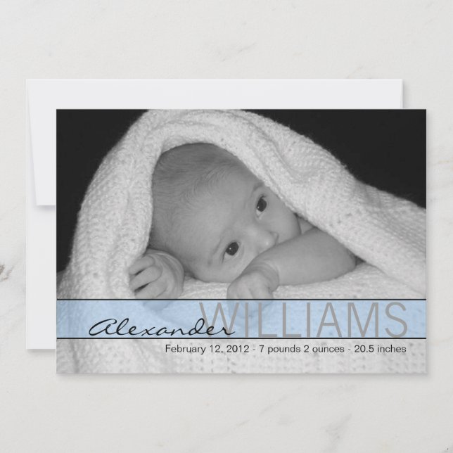 Blaue Ribbon-Geburtsankündigung Ankündigung (Vorderseite)