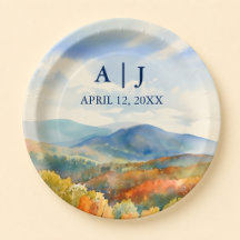 Blaue Ridge-Berge Herbst-Aquarell-Hochzeit