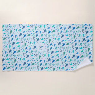Blaue Rindropfen-Monogramm Strandtuch