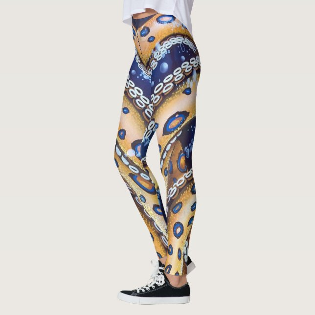 Blaue Ring-Gelb-Kraken-Leggings-Yogahosen Leggings (Links)