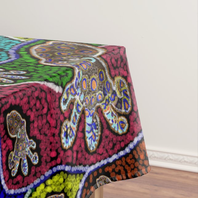 Blaue Ringelbesen, Dot Art, Tischdecke (Beispiel)