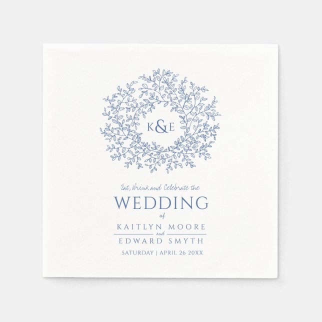 Blaue Ringelblume, Mono Art Hochzeit Serviette (Vorderseite)
