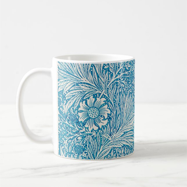 Blaue Ringelblume William Morris Muster   Kaffeetasse (Links)