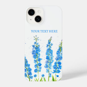 Blaue Rittersporn-Blumen-Aquarell eleganter Landha iPhone 14 Hülle