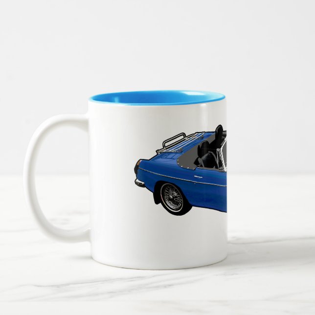 Blaue Roadster-Tasse Zweifarbige Tasse (Links)