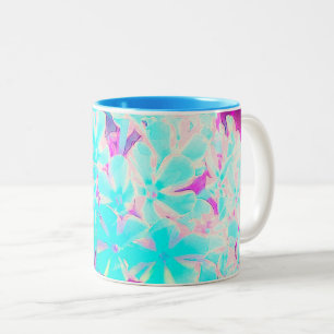 Blaue Robin-Ei-Pfingstrosenblüten mit Pfefferminz- Zweifarbige Tasse