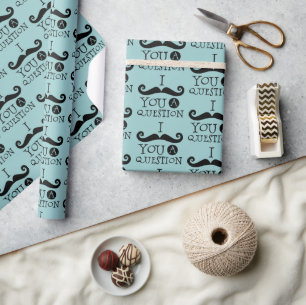 Blaue Robinienei-Blaue Schnurrbart-Humor Geschenkpapier