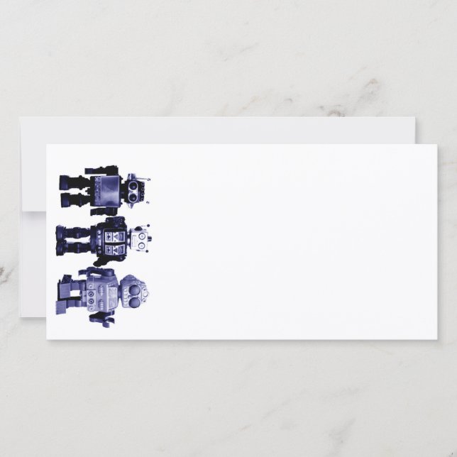 blaue Roboter-Fotokarte (Vorderseite)