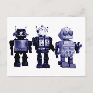 blaue Roboter Postkarte
