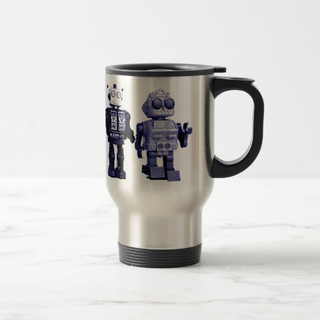 blaue Roboterreise-Tasse Reisebecher (Rechts)