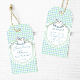 Blaue Rockpferde Babydusche Danke Geschenkanhänger