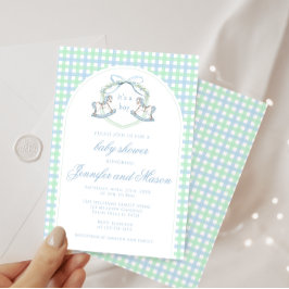 Blaue Rockpferde Boho Boy Boy Dusche Einladung