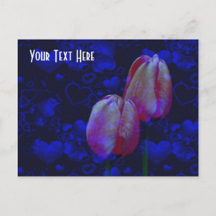 Blaue Röhrenknochen Pink Tulips - individuell eins Postkarte