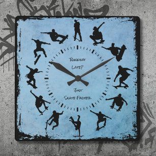 Blaue Rolle mit der Zeit Skater Schlafzimmer Uhr