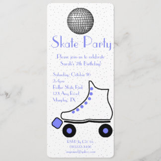 Blaue Rollen-Skate-Geburtstags-Einladung Einladung