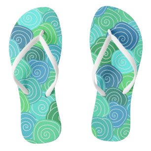 Blaue Rollkreisläufe Muster Flip Flops