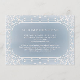 Blaue romantische Hochzeitsunterkunft im Vintage Begleitkarte