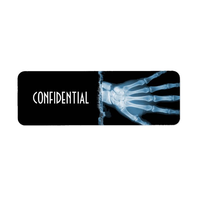 Blaue Röntgen-Skeleton Hand CONFIDENTIAL Labels (Vorne)