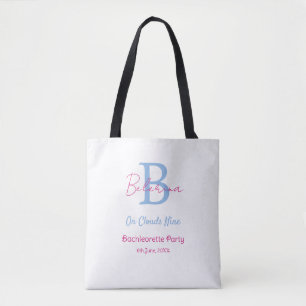 blaue rosa auf Wolken neun Monogramm Junggesellinn