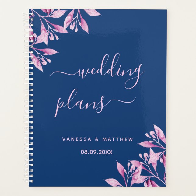 Blaue Rosa-Blüten-Drehbuch Hochzeit Planer (Vorderseite)