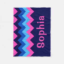 Blaue Rosa Chevron-Monogramm-Fleece-Decke klein Fleecedecke