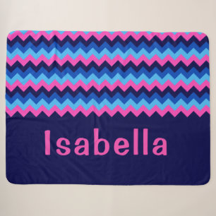 Blaue Rosa Chevron Monogramm große Sherpa-Decke Sherpadecke