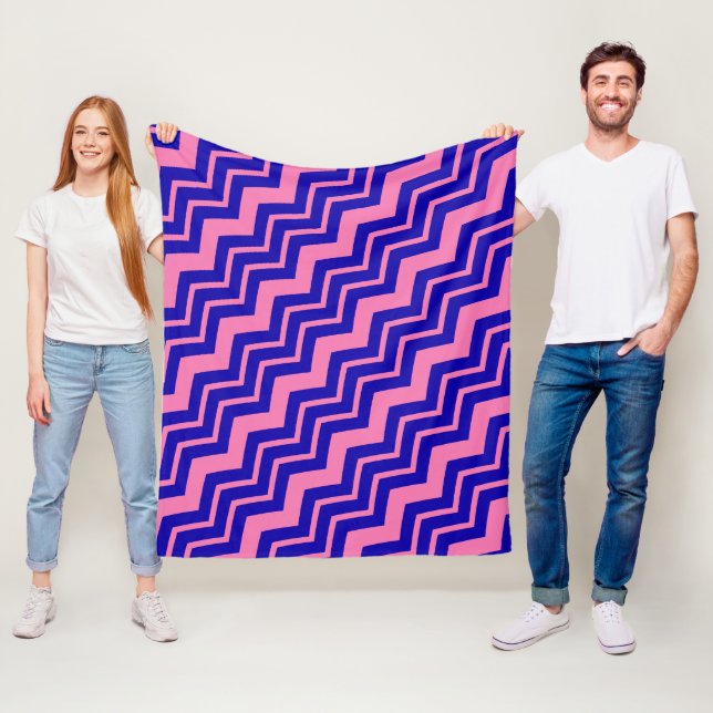 Blaue Rosa Chevron-Zickzack-Design  Fleecedecke (Beispiel)