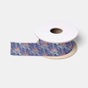 blaue rosa Distel Satinband