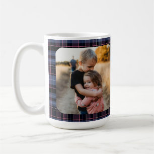 Blaue Rosa Karo 1-Foto Individuelles Feiertagsgesc Kaffeetasse