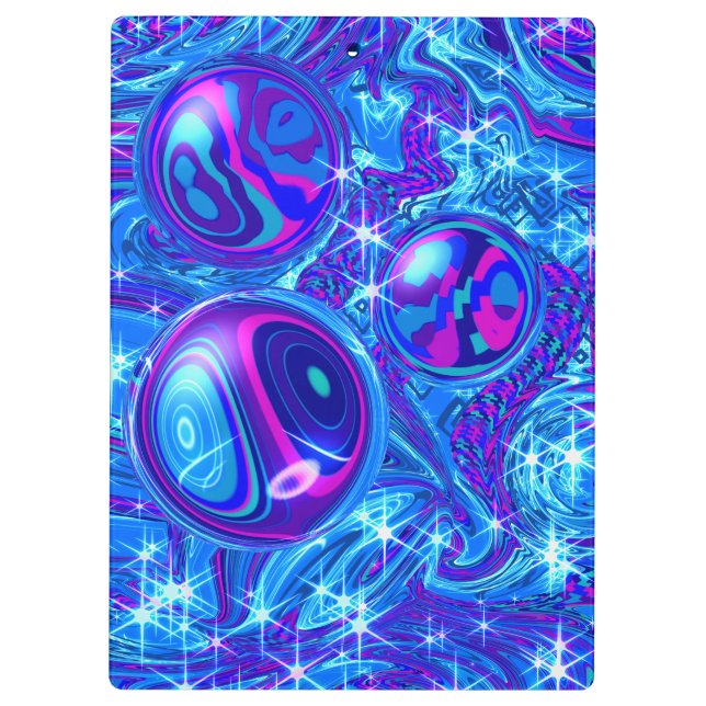 Blaue rosa lila abstrakte Kunst Klemmbrett  (Rückseite)