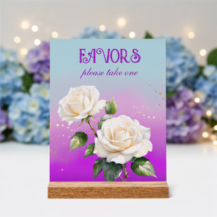 Blaue Rosa Lila Aquarell Ombre Rosen Hochzeit Acrylschild