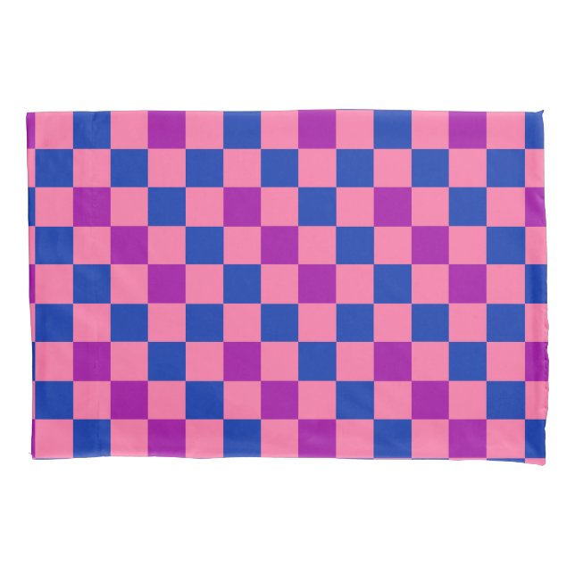 Blaue Rosa Lila Karomuster-Design  Kissenbezug (Vorderseite)